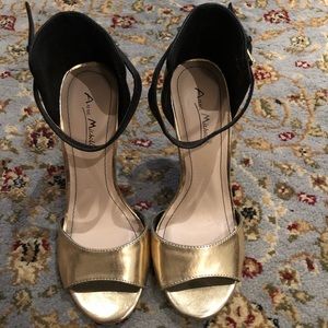 Anne Michelle Metallic Ankle Strap Heels